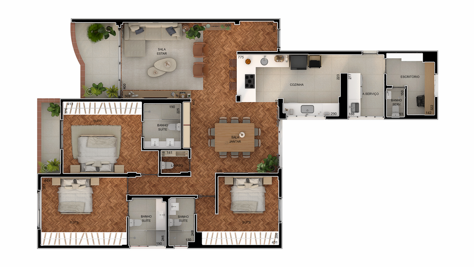 Foto 5 de Apartamento em Higienópolis | 177m² | 3 Suítes e Varanda